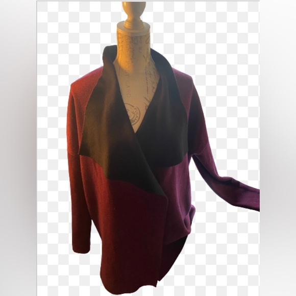 Catherine Malandrino Wool Blend Sweater XL - burgundy and black - Picture 1 of 5